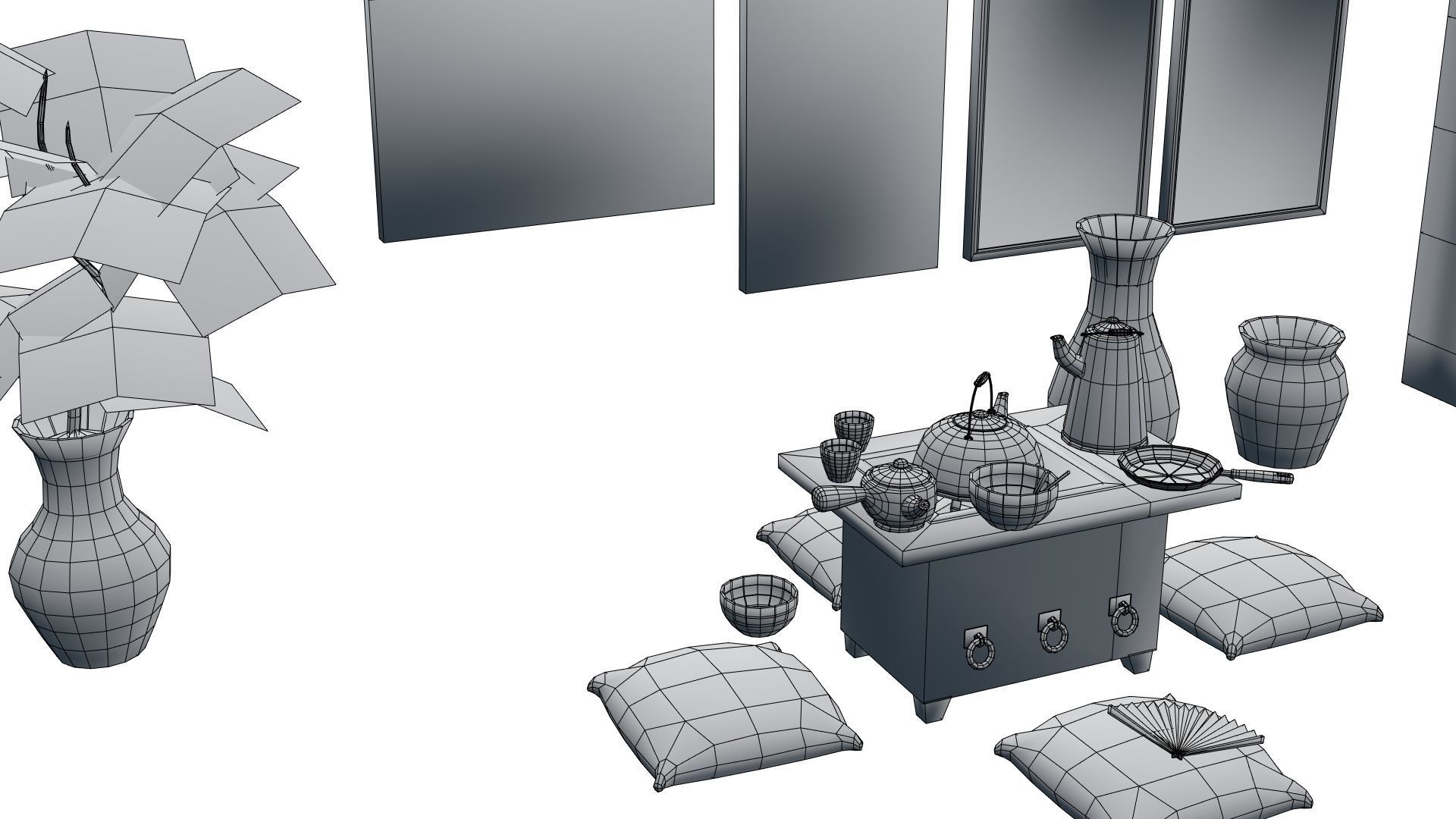 Low Poly Modular Japanese House With PBR Materials Low-poly 3D model_95