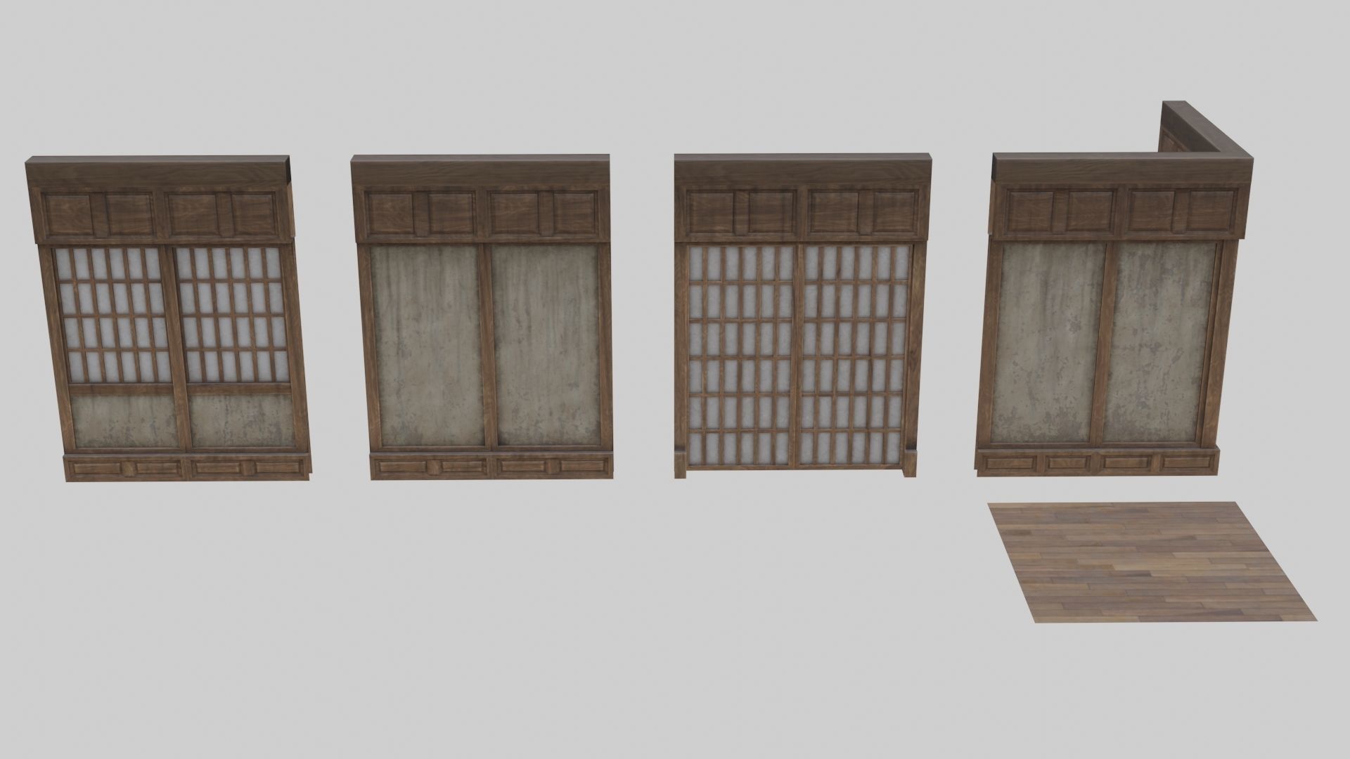 Low Poly Modular Japanese House With PBR Materials Low-poly 3D model_2