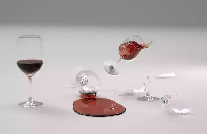 Wine glass mishaps 3D model Wine glass mishaps 3D model