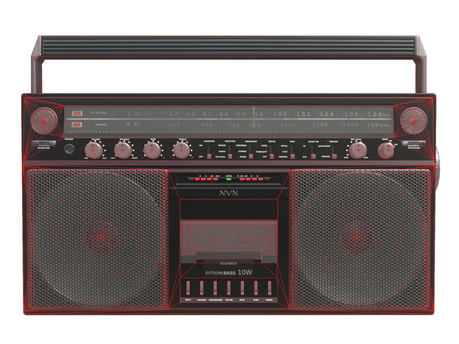 Game-ready Retro Boombox Black - Unity - HDRP - UE4 Low-poly 3D model_2