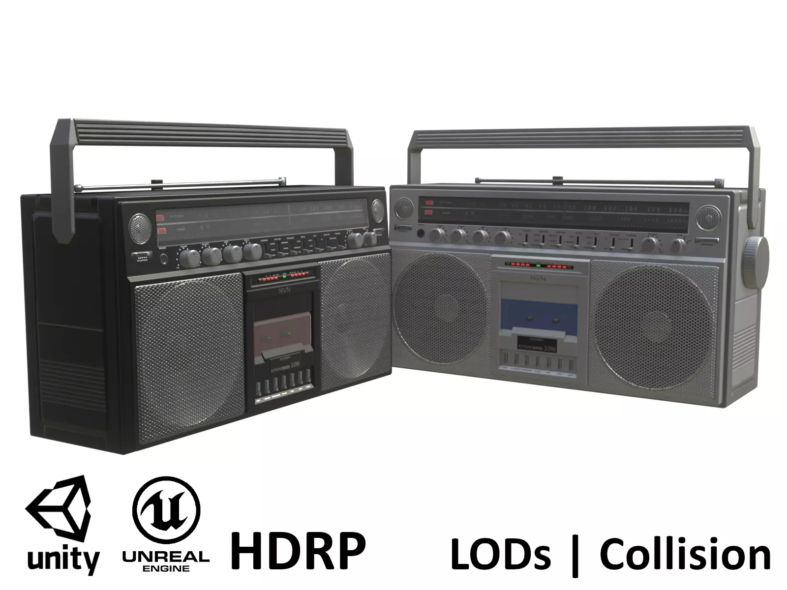 Game-ready Retro Boombox - 2 versions 3D Model Collection_0