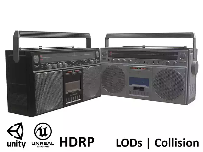 Game-ready Retro Boombox - 2 versions 3D Model Collection