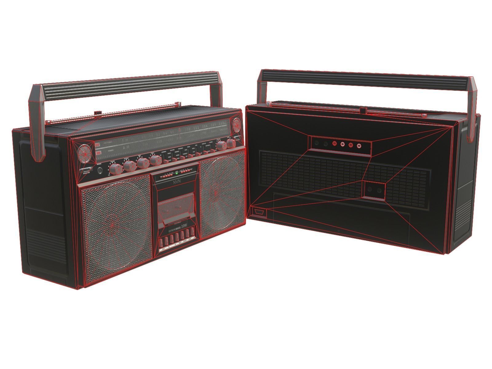 Game-ready Retro Boombox - 2 versions 3D Model Collection_47