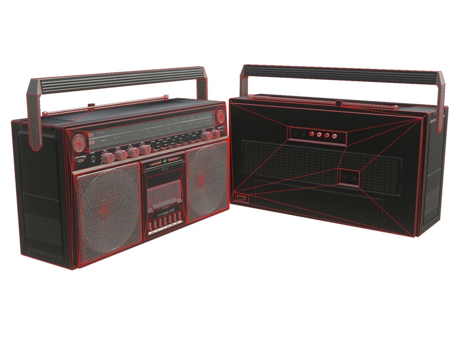 Game-ready Retro Boombox - 2 versions 3D Model Collection_46