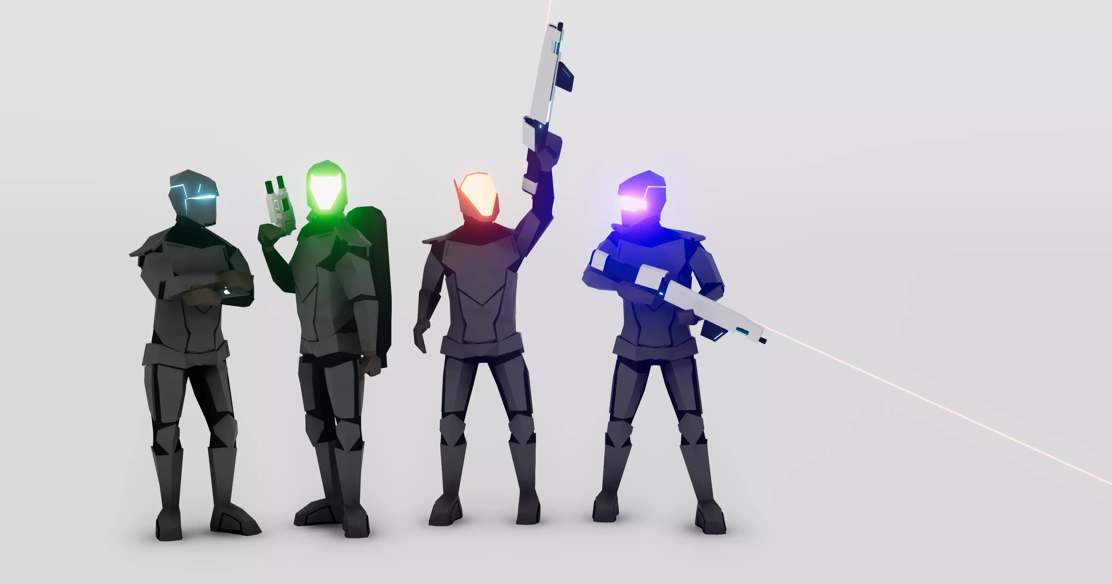 Imminence Low Poly Sci-fi Soldiers Low-poly 3D model_0