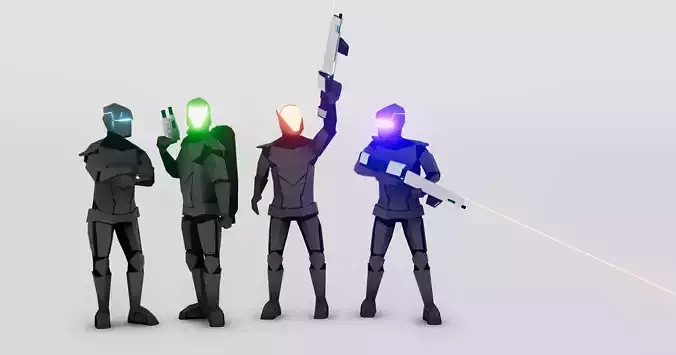 Imminence Low Poly Sci-fi Soldiers Low-poly 3D model