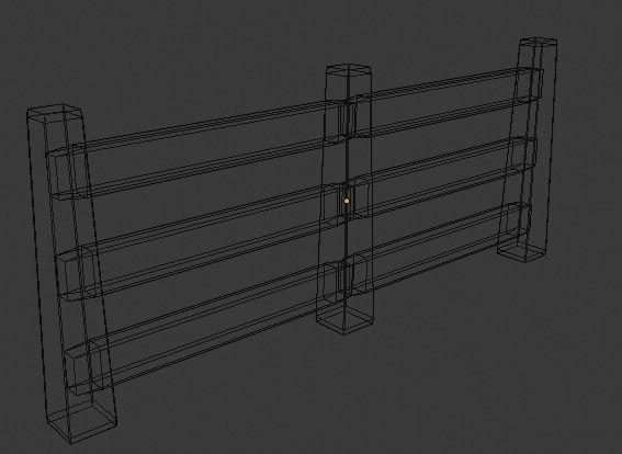 Low Poly Fence wooden Low-poly 3D model_1