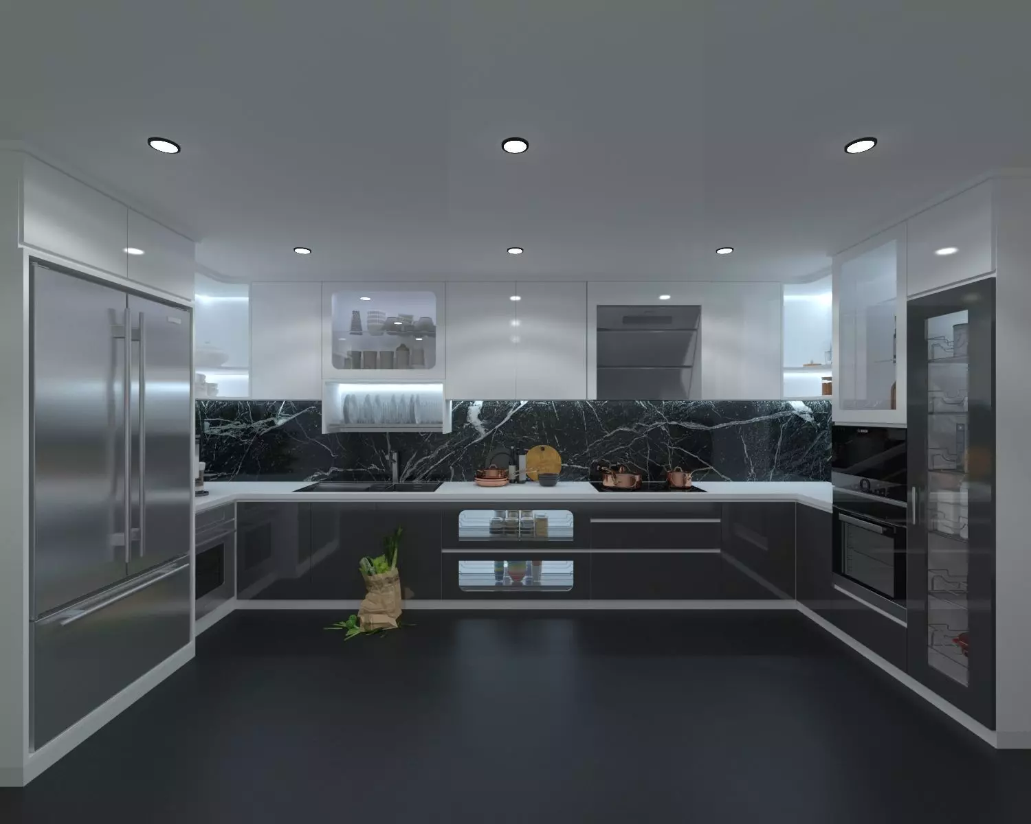 Kitchen modern with stainless steel appliances 3D model