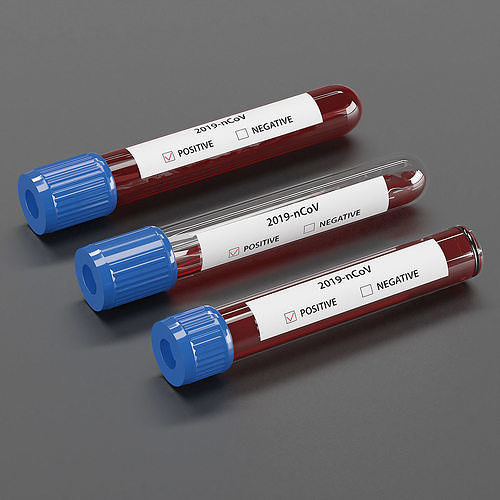 CORONAVIRUS test tubes 3 typies 3D model