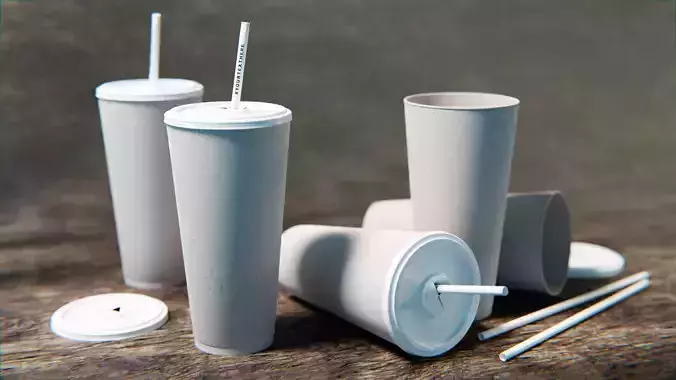 PBR drinking cup with removal lid and straw