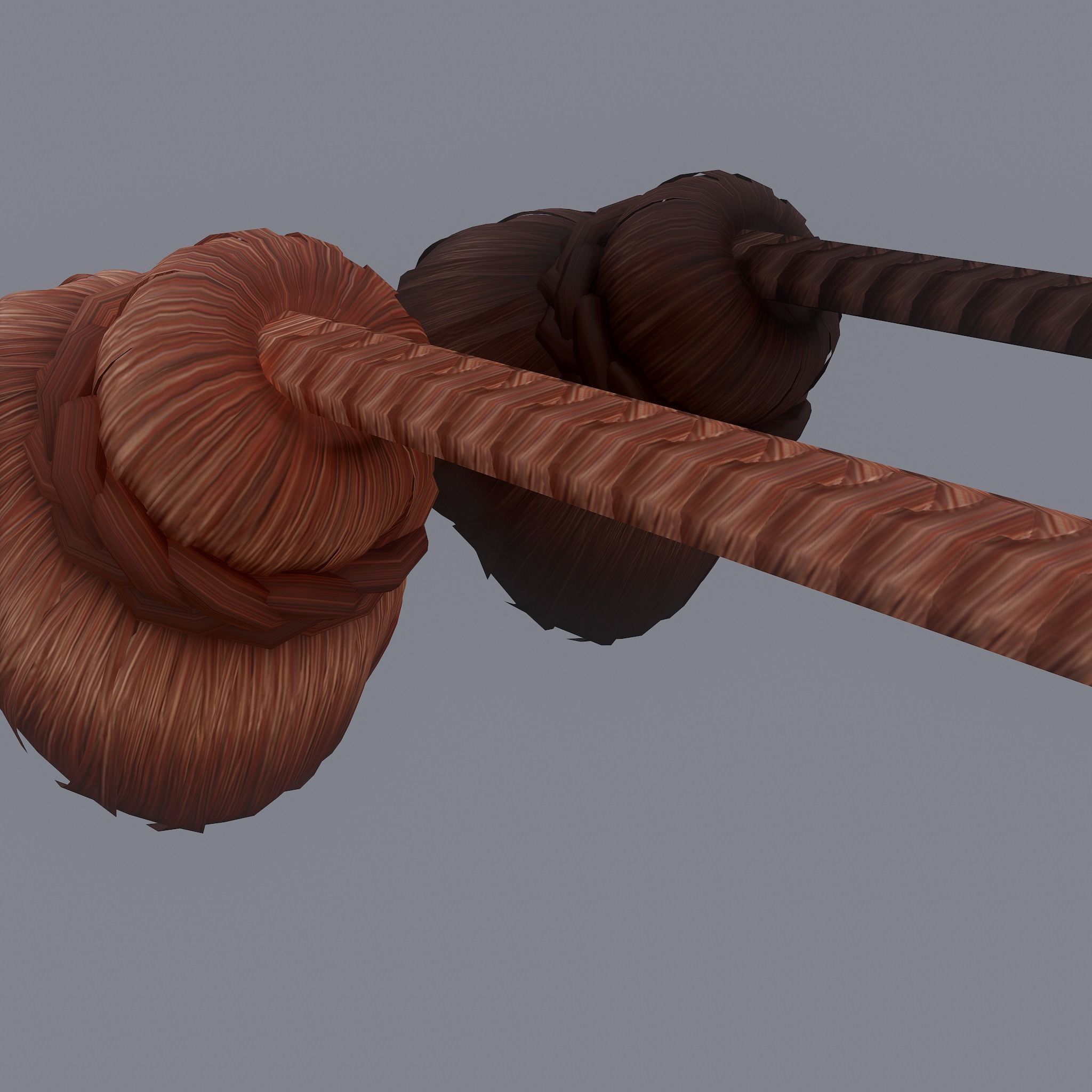 Medieval Style Long Braided Hair Low-poly 3D model_5