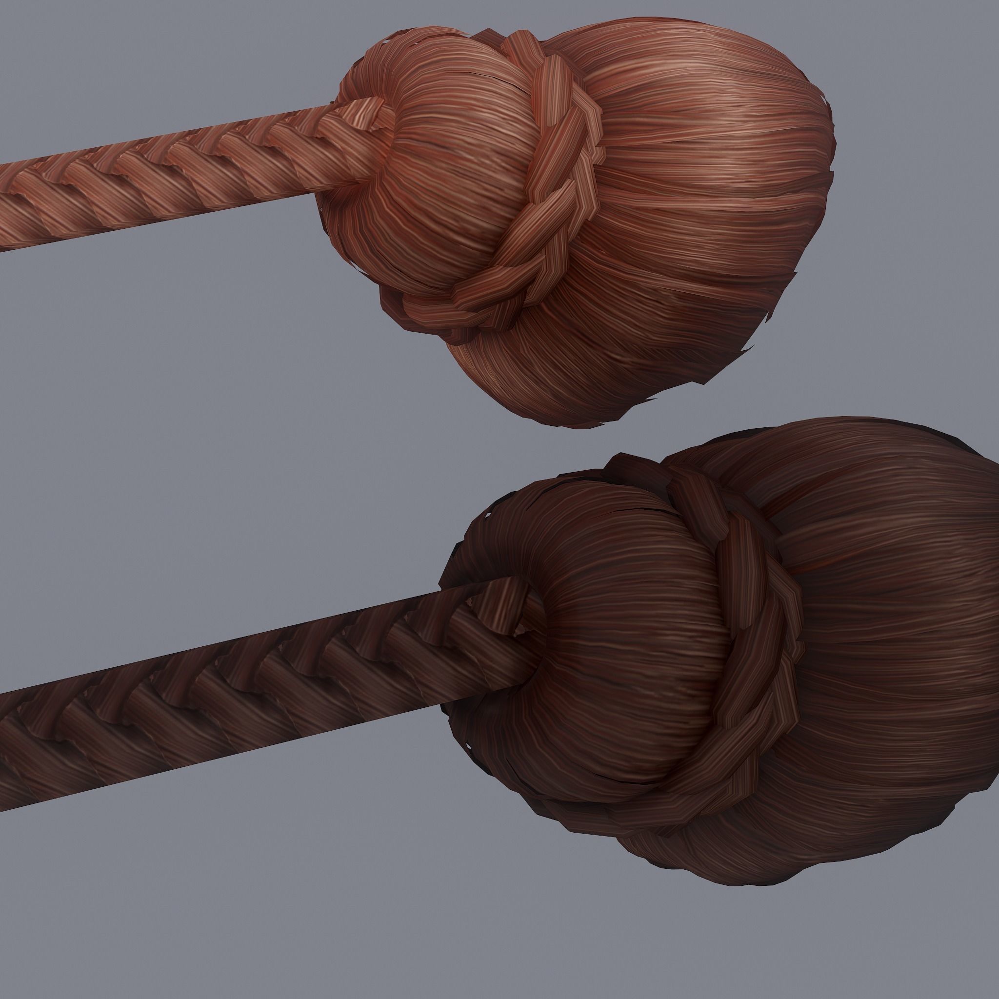 Medieval Style Long Braided Hair Low-poly 3D model_6