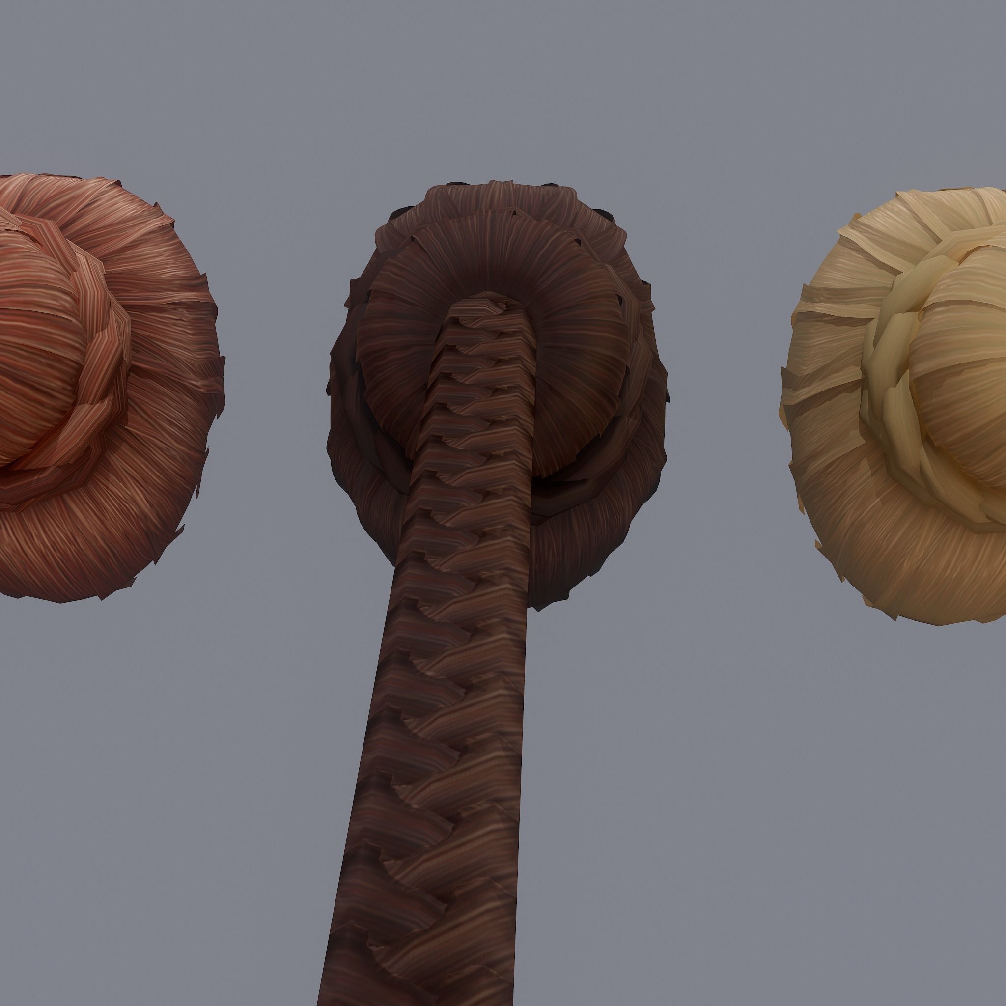 Medieval Style Long Braided Hair Low-poly 3D model_21