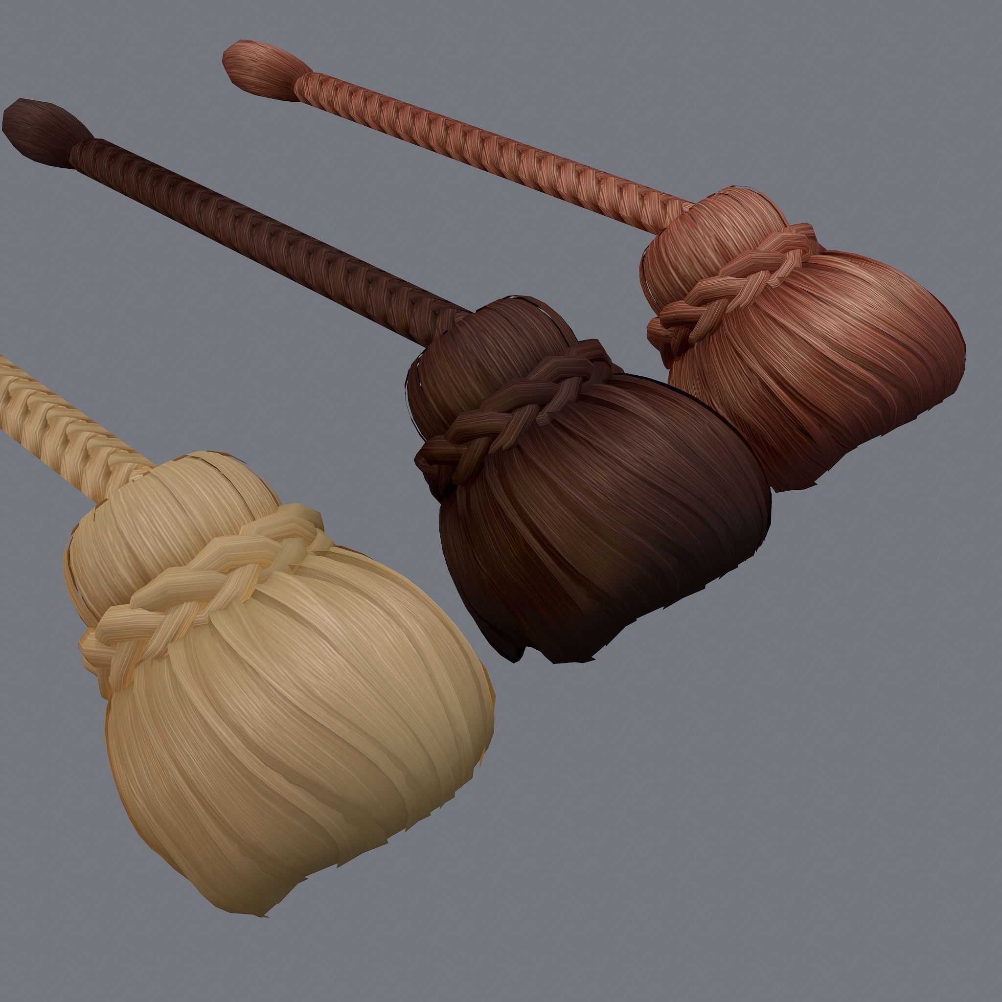 Medieval Style Long Braided Hair Low-poly 3D model_26