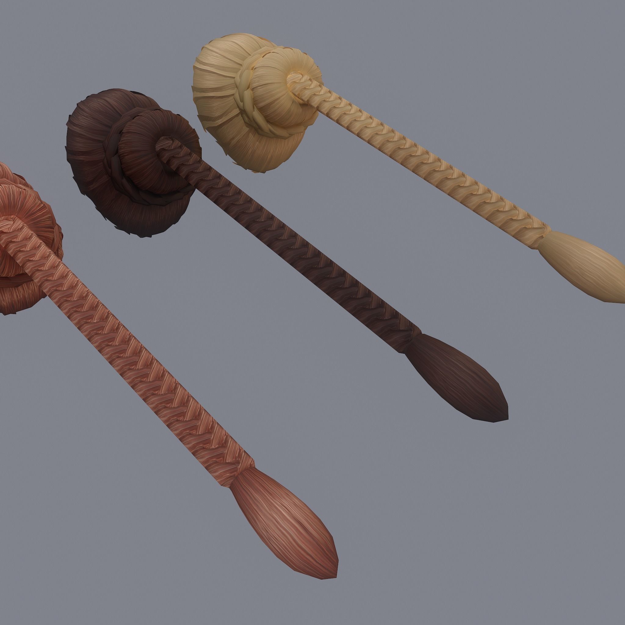 Medieval Style Long Braided Hair Low-poly 3D model_24