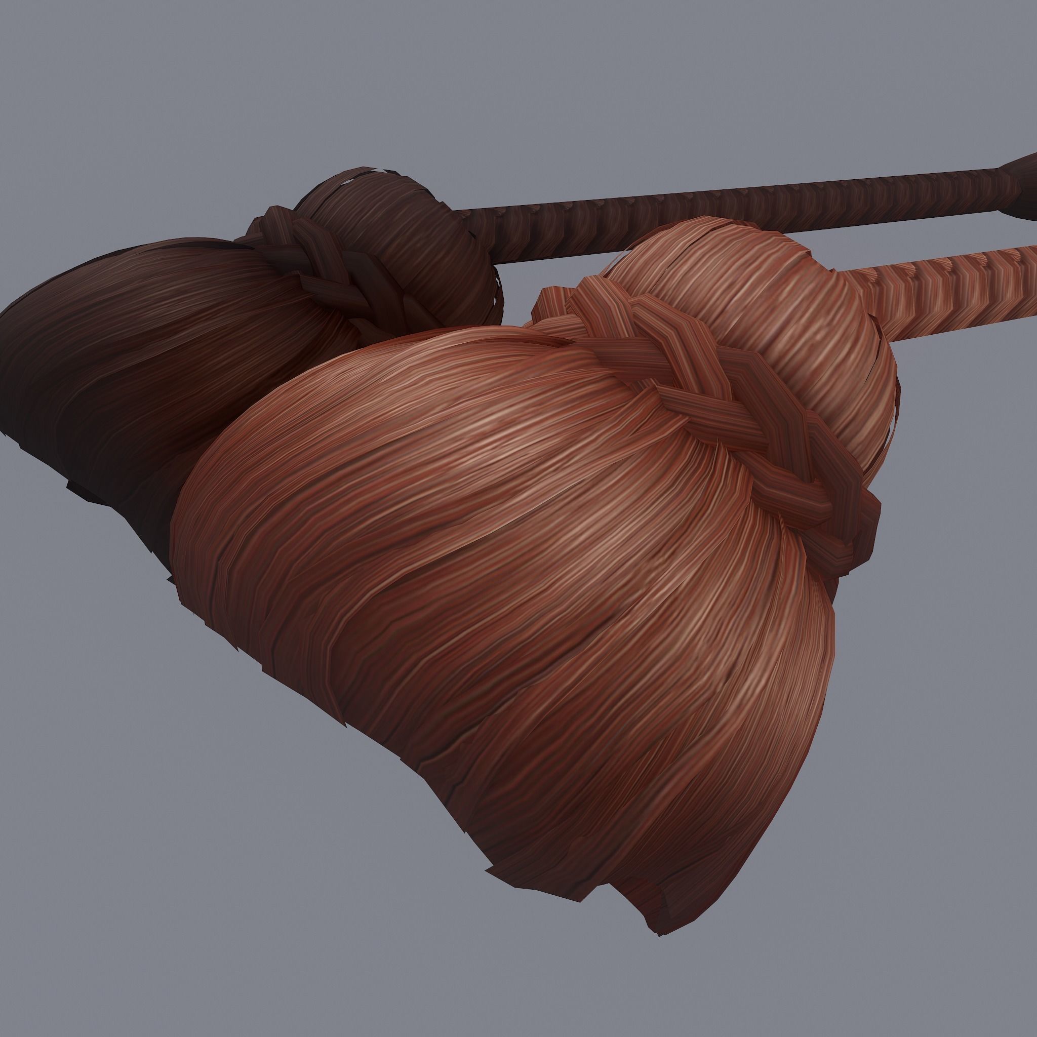 Medieval Style Long Braided Hair Low-poly 3D model_4