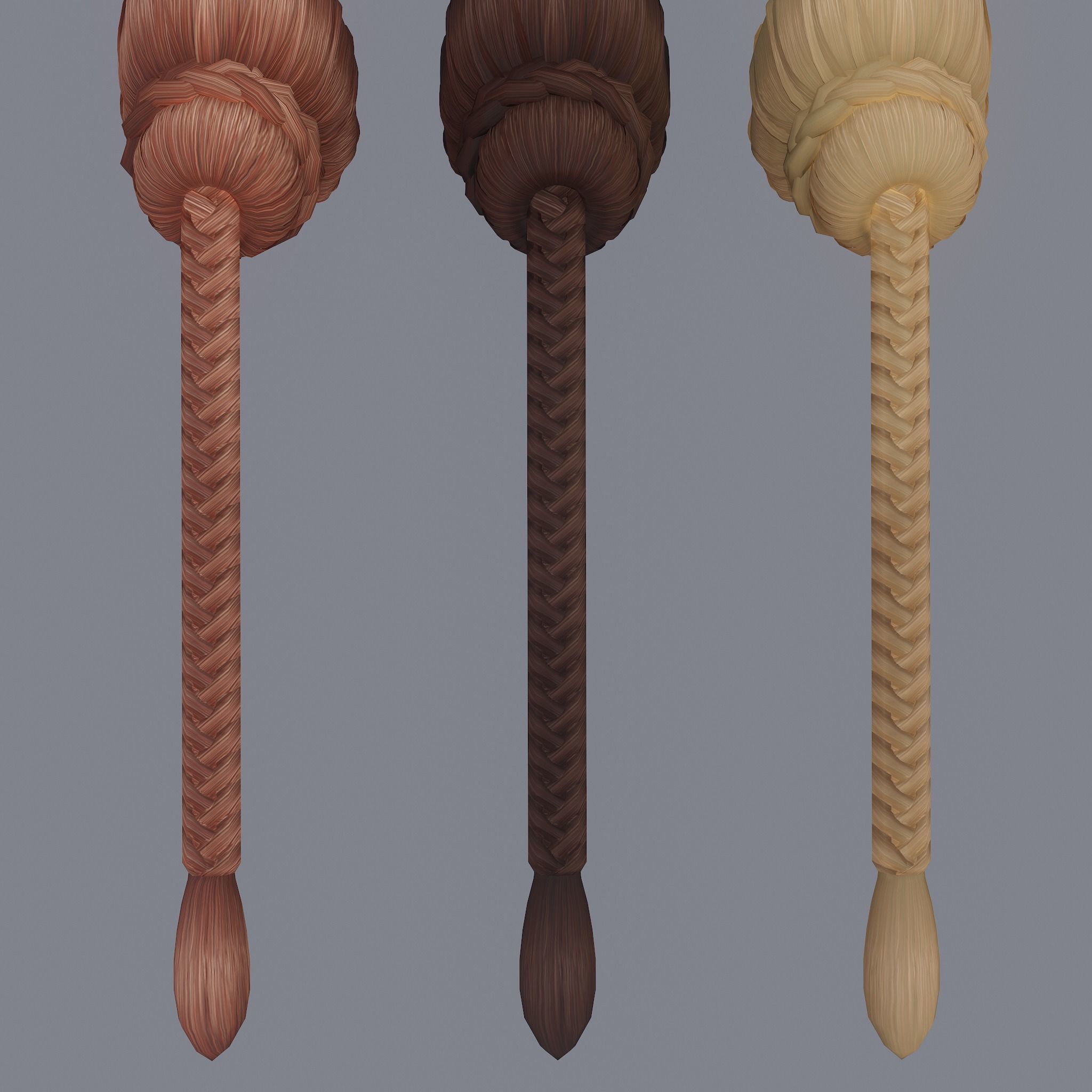 Medieval Style Long Braided Hair Low-poly 3D model_27