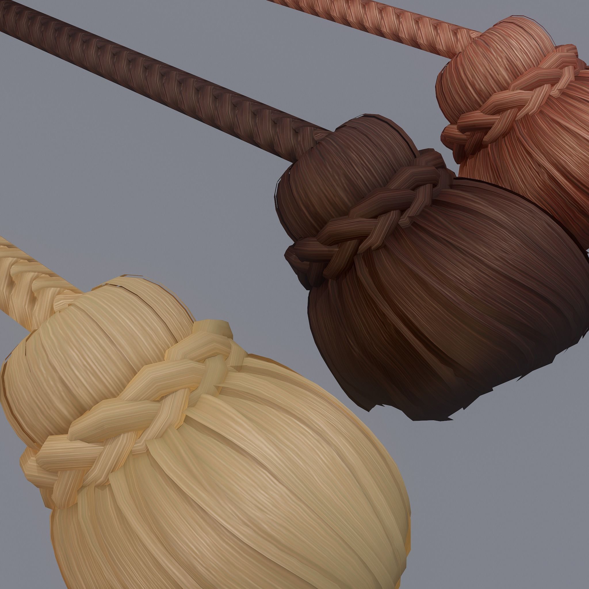 Medieval Style Long Braided Hair Low-poly 3D model_17