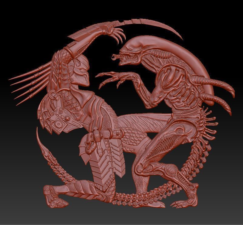 Alien vs Predator - relief - 2017 3D print model_3