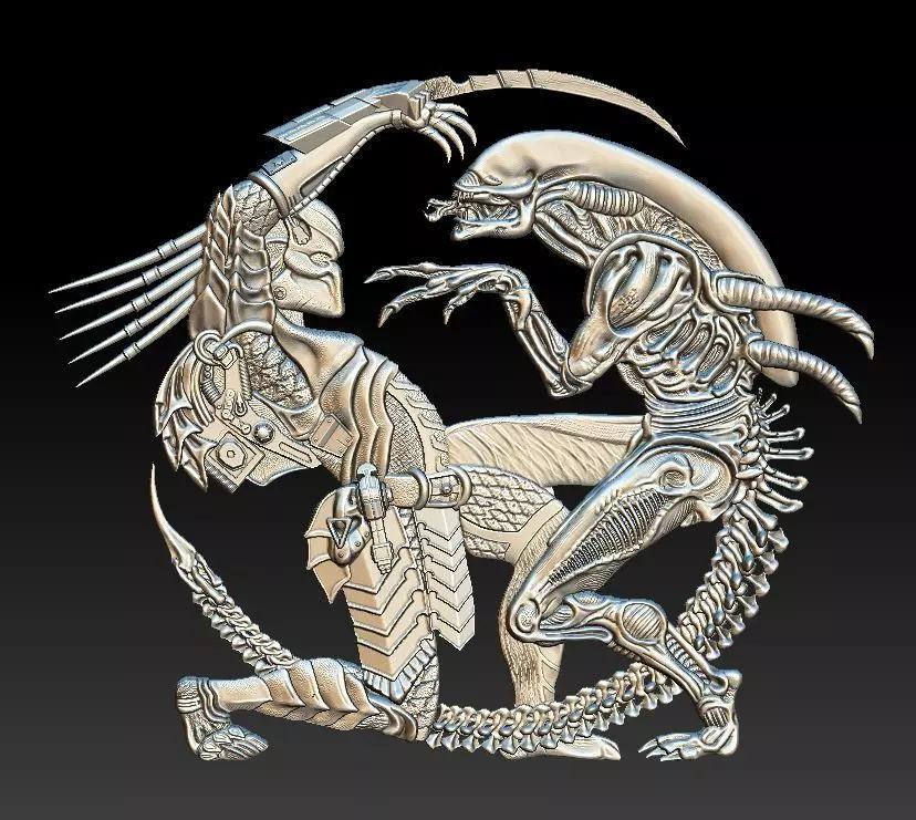 Alien vs Predator - relief - 2017 3D print model_0