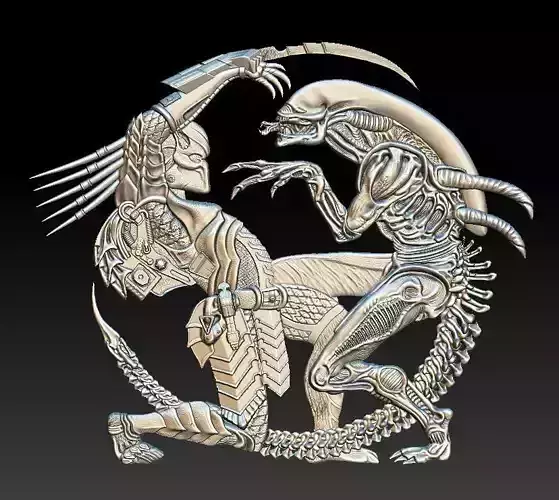 Alien vs Predator - relief - 2017 3D print model