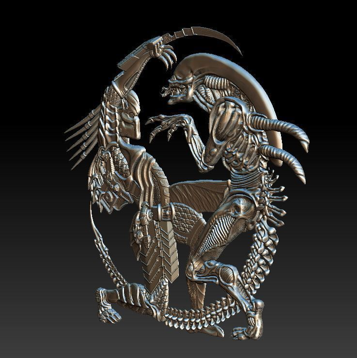Alien vs Predator - relief - 2017 3D print model_2