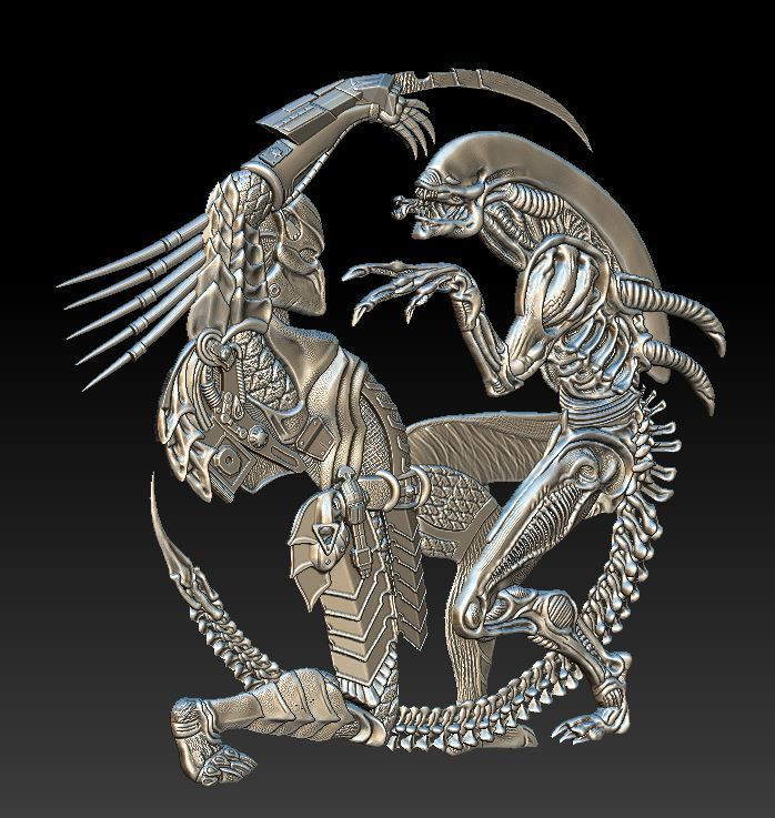 Alien vs Predator - relief - 2017 3D print model_1