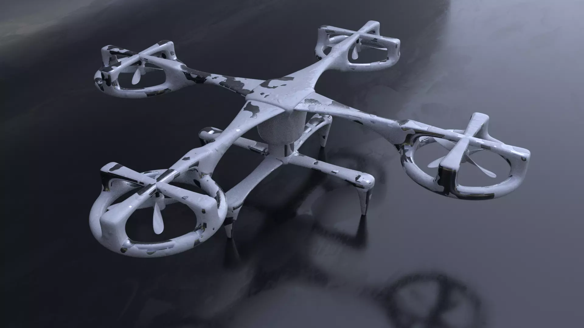 Drone 3D Model flying in air Low-poly 3D model_0