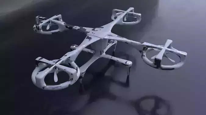 Drone 3D Model flying in air