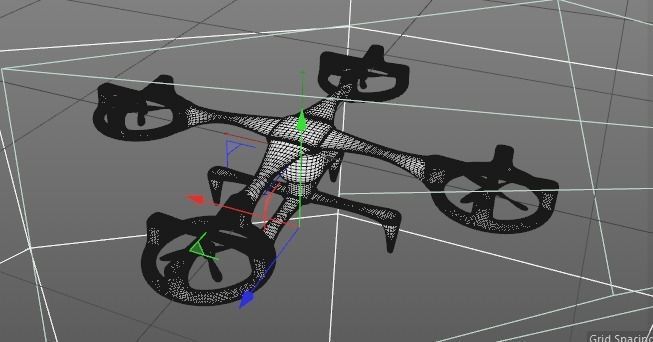 Drone 3D Model flying in air Low-poly 3D model_3