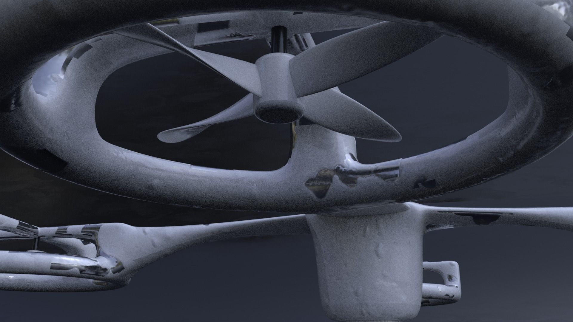 Drone 3D Model flying in air Low-poly 3D model_1