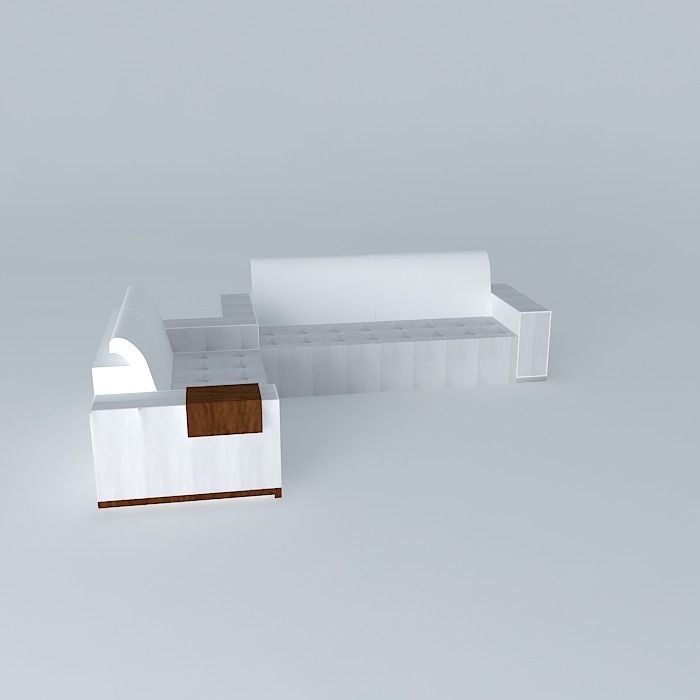 White sofa Free 3D model_2