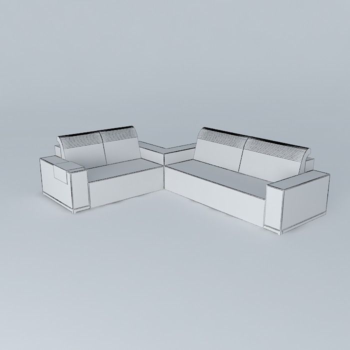 White sofa Free 3D model_4