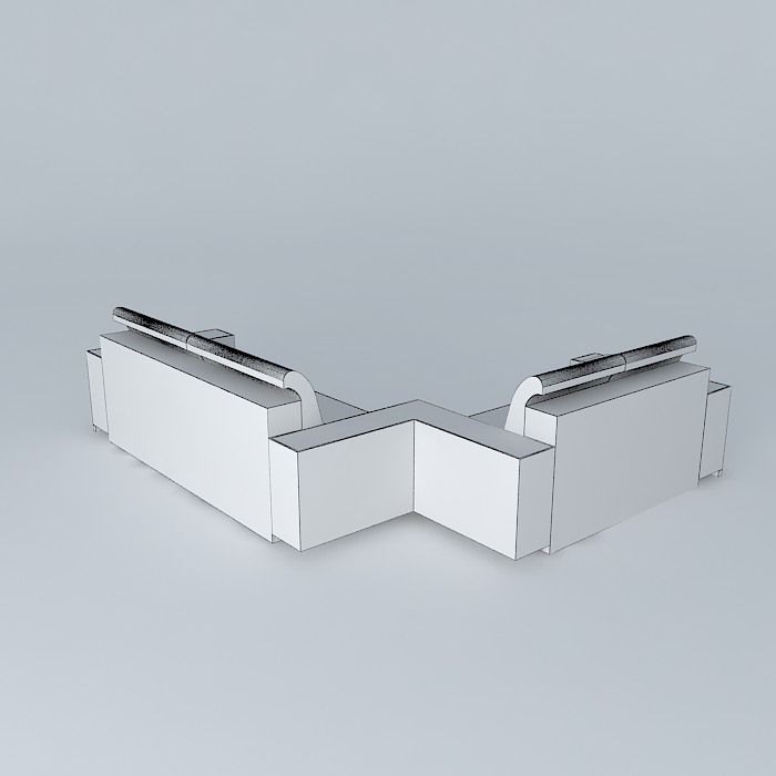 White sofa Free 3D model_3