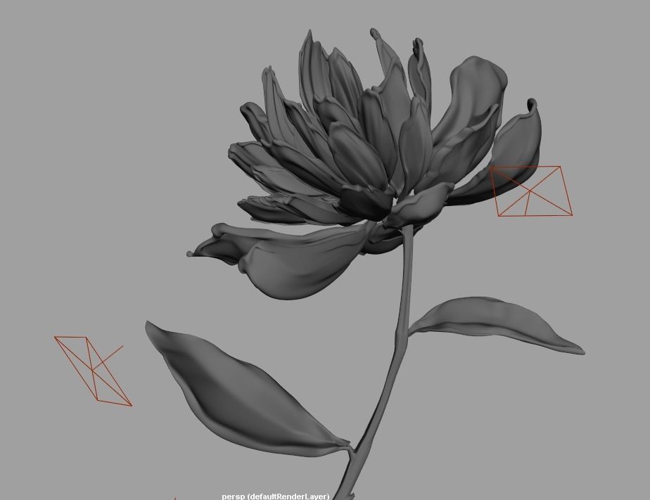 Crystal glass flower mudan - render ready with shader 3D model_2