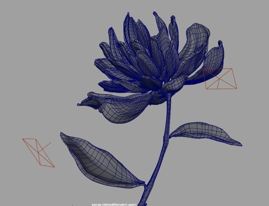 Crystal glass flower mudan - render ready with shader 3D model_1