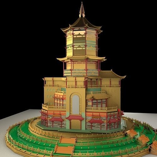 Chinese ancient tower house 3D model