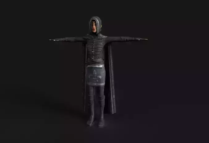 Female Ninja or Thief Stylized Character Model  Low-poly 3D model