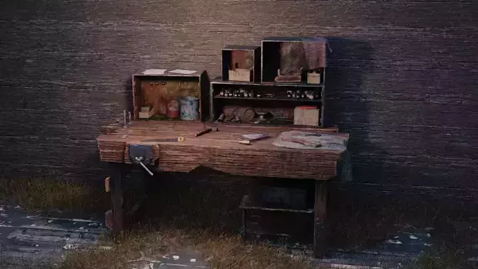 Old Workbench Game Ready Low-poly 3D model