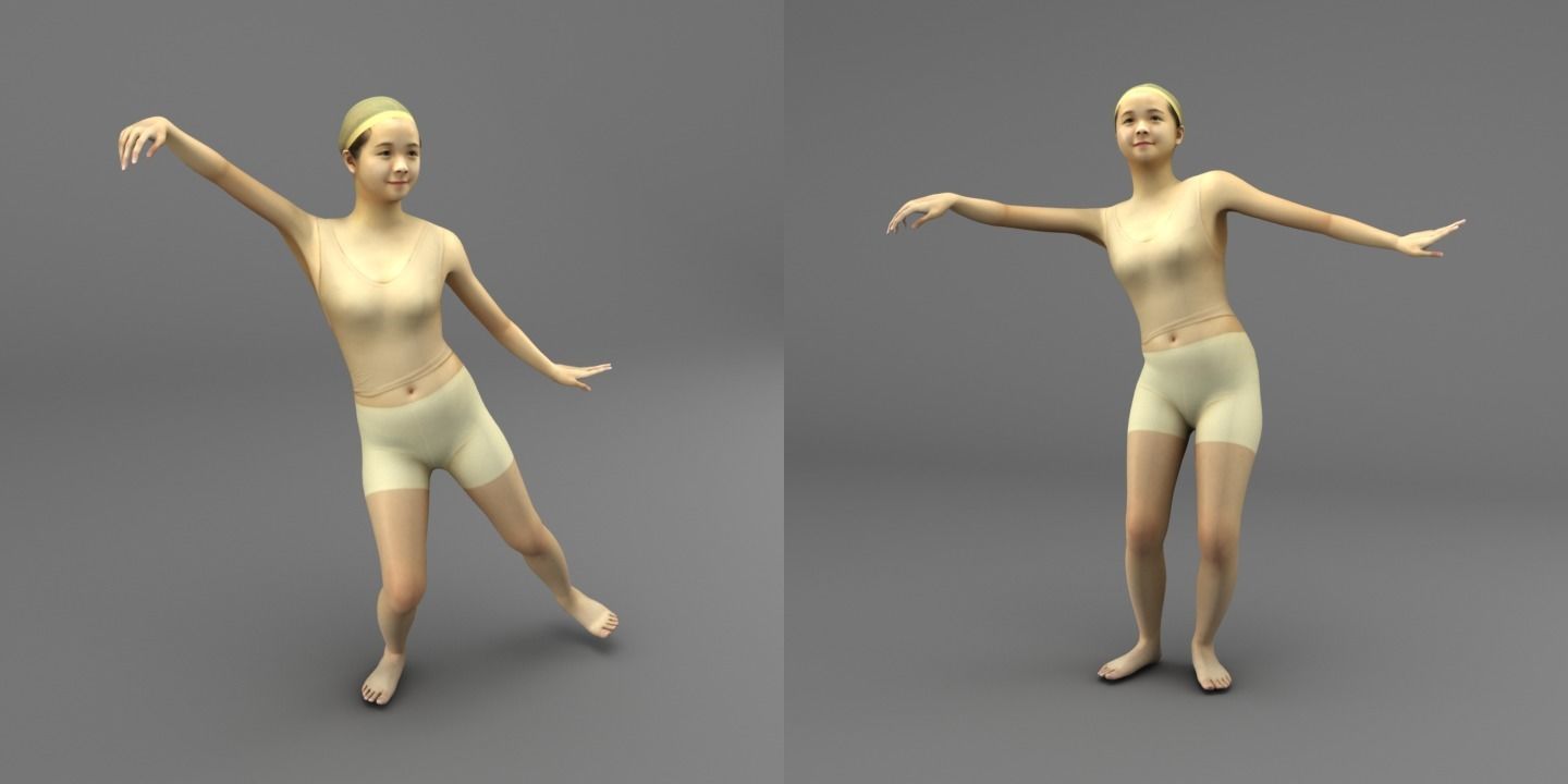 A Rigged Smiley Woman 3D model_5