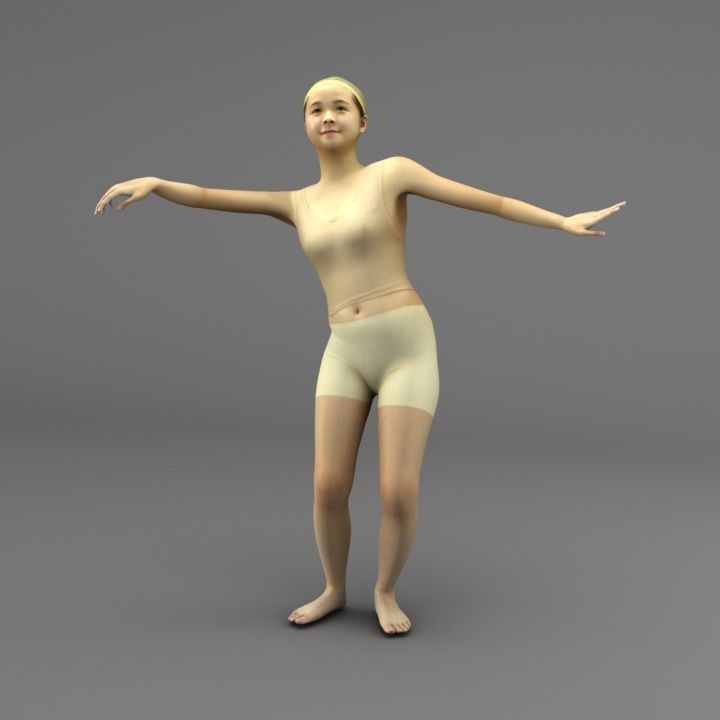 A Rigged Smiley Woman 3D model_2