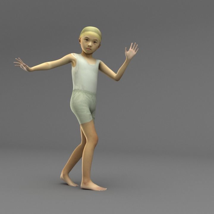 A Rigged Lovely Girl 3D model_2