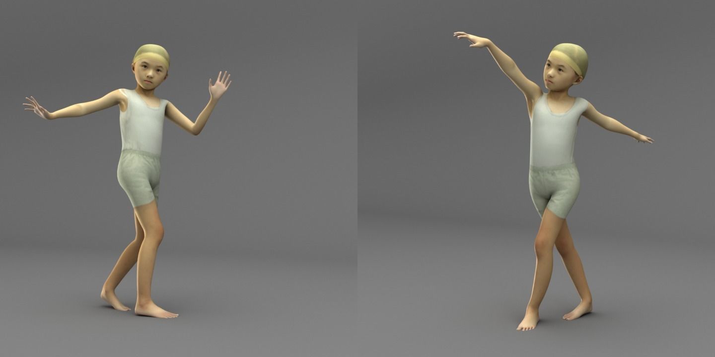 A Rigged Lovely Girl 3D model_5