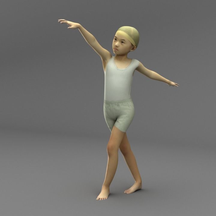 A Rigged Lovely Girl 3D model_3