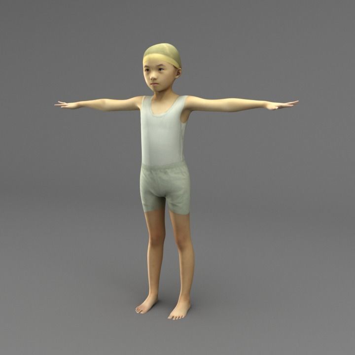 A Rigged Lovely Girl 3D model_1