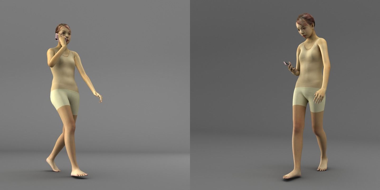 A Rigged Cool Woman 3D model_5