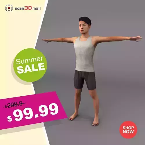 A rigged strong man 3D model