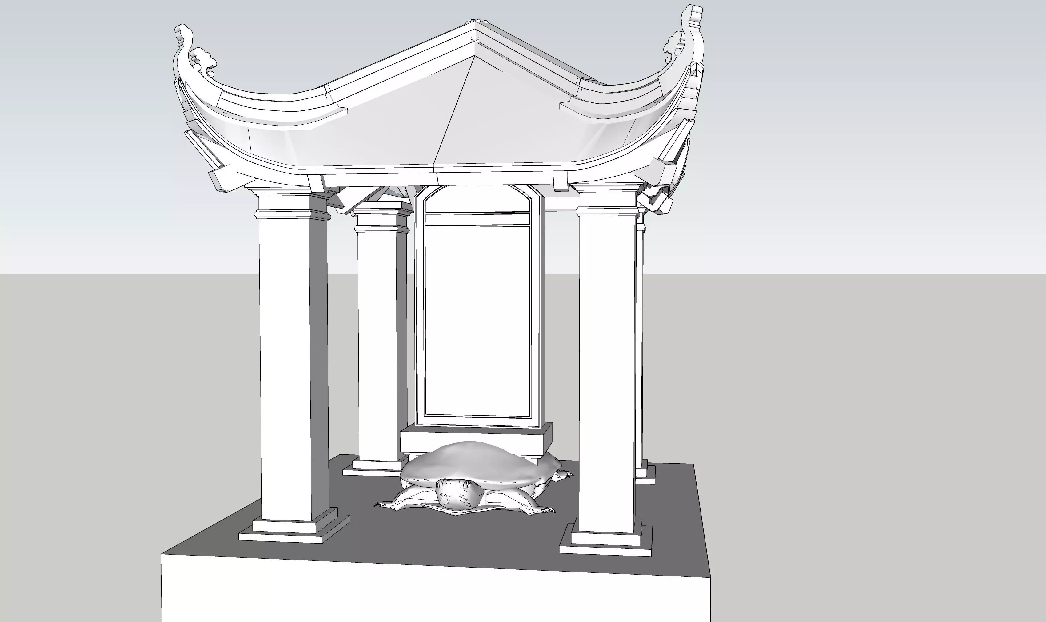 turtle stone pagoda 3D model_0