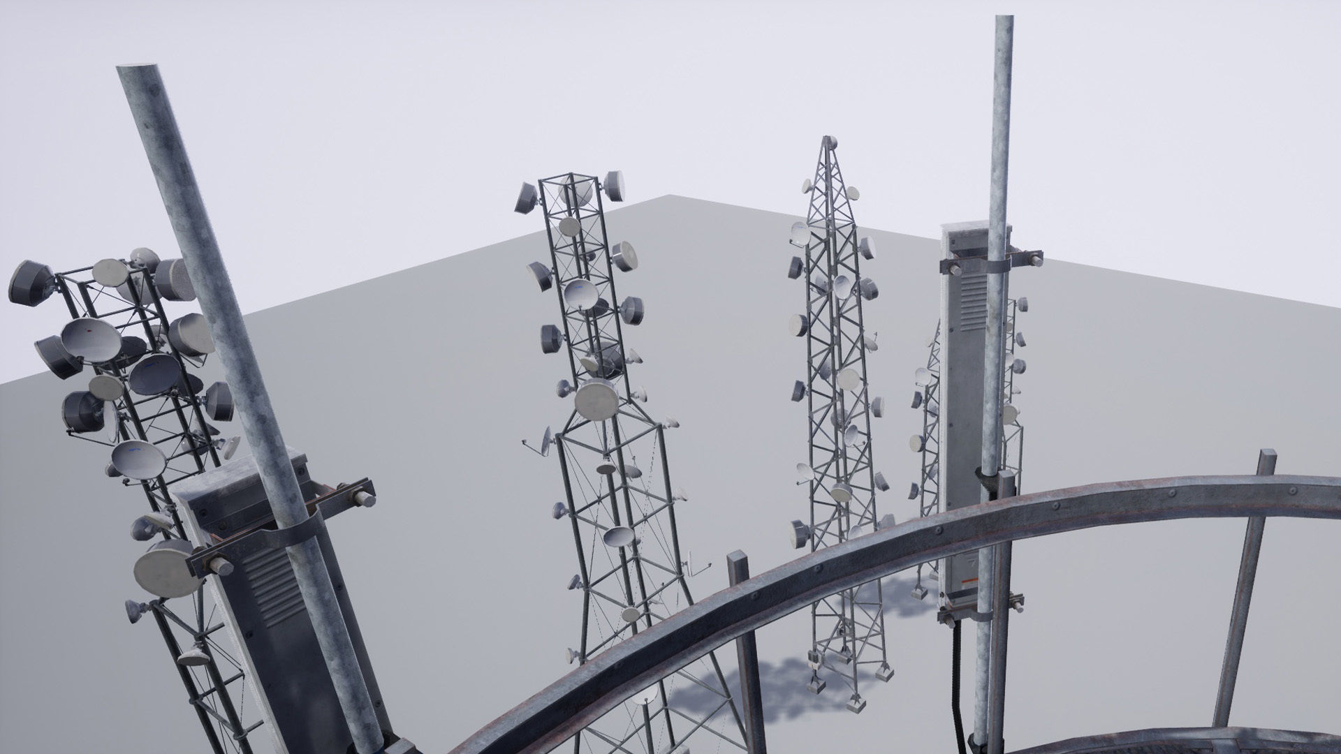 Cellular  TV  Radio  Antenna towers Low-poly 3D model_11