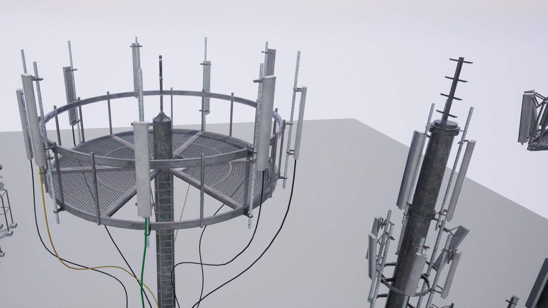 Cellular  TV  Radio  Antenna towers Low-poly 3D model_16